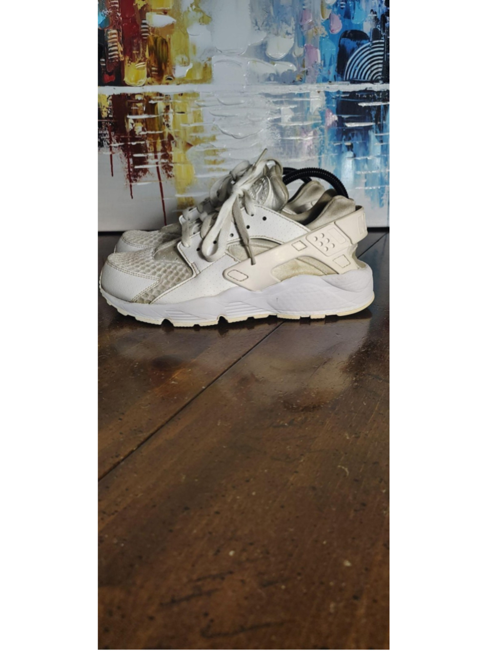 Nike Air Huarache Shoes Mens Size 10 White Mesh Running Sneakers 318429-111